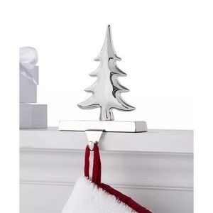 HOLIDAY LANE Black & White 7" Silver Tree Stocking Holder